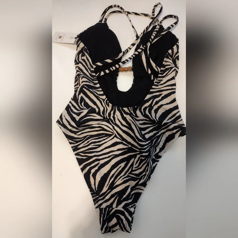 Shade & Shore Zebra Animal print one piece swimsuit - Picture 3 of 9
